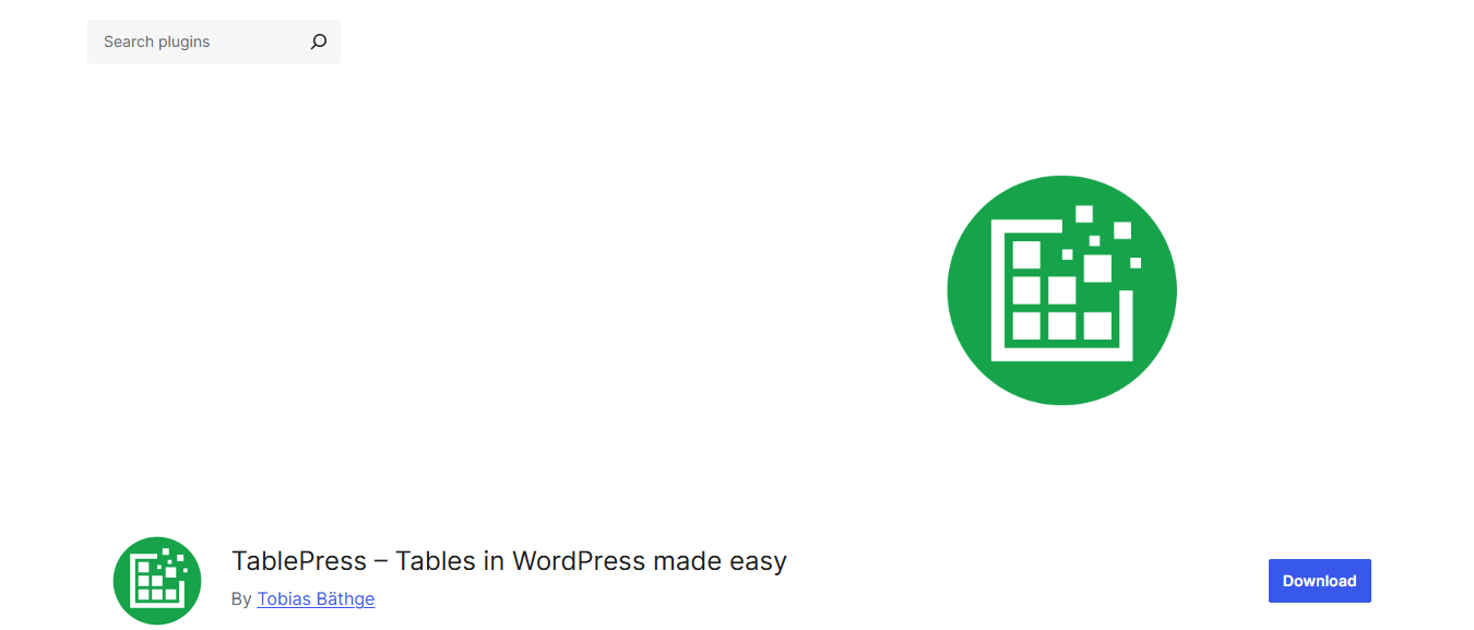 TablePress table builder