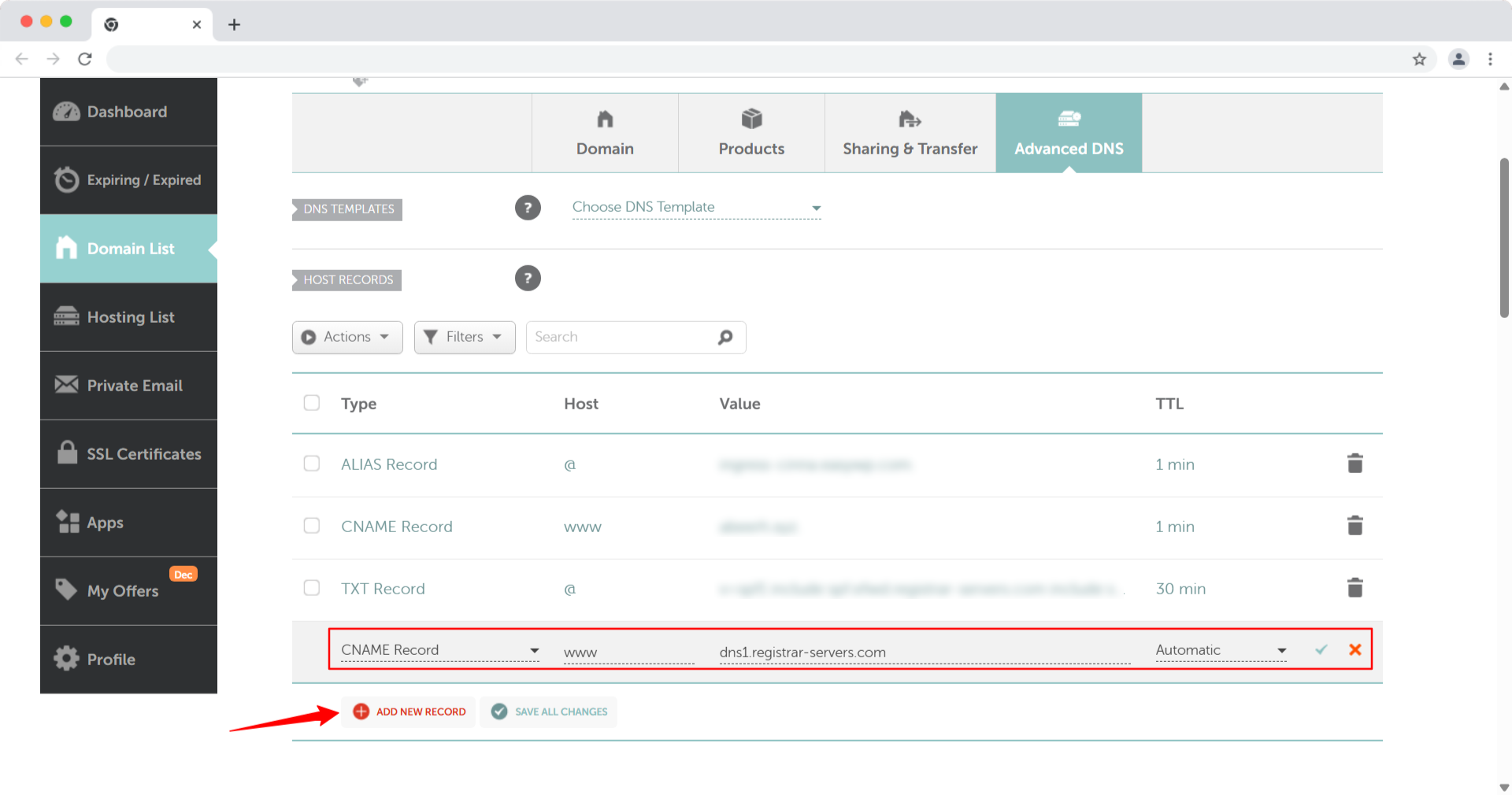 Update DNS records (pointing to your host)