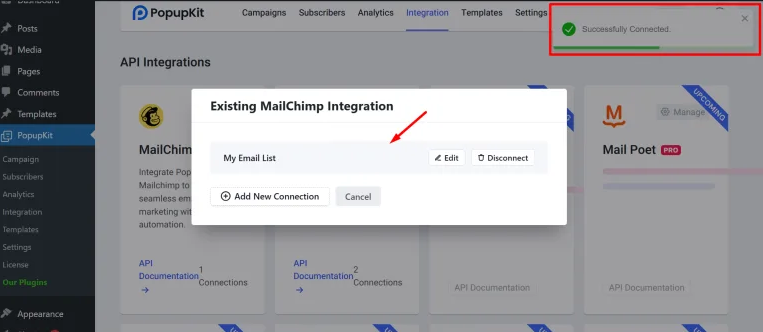 Your Mailchimp connection established