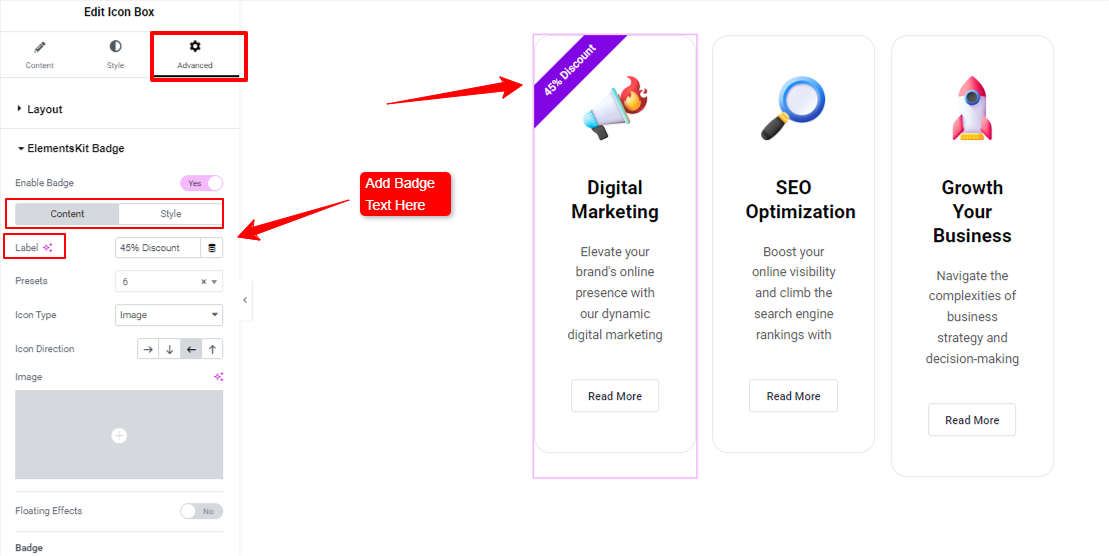 ElementsKit Global Badge Module For Elementor