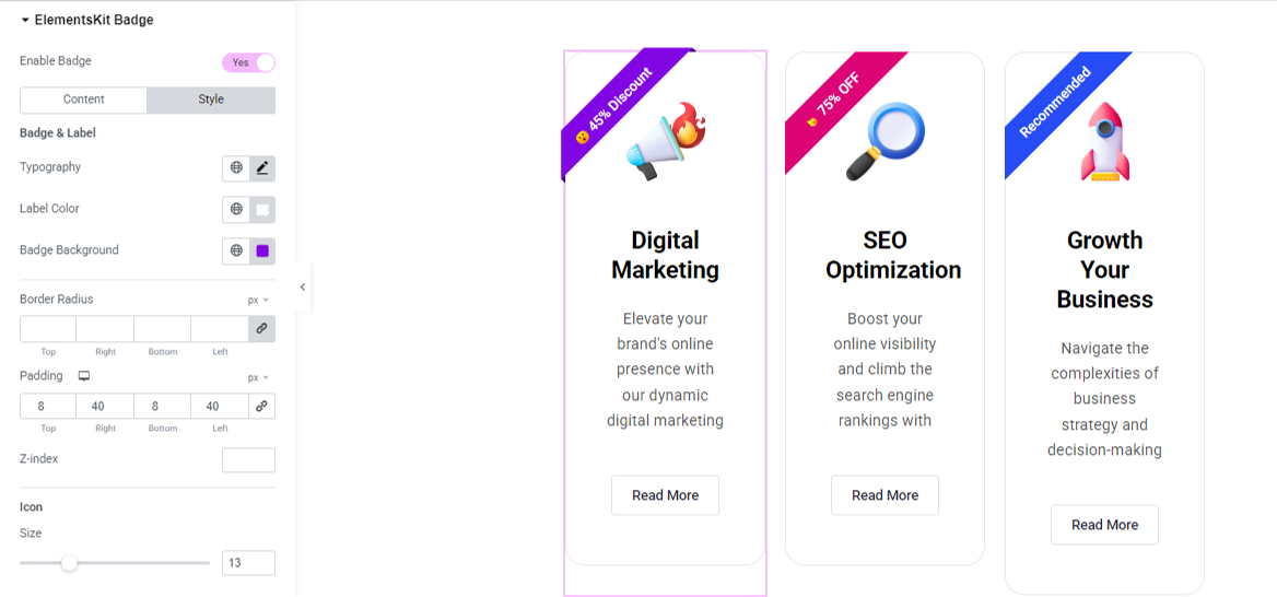 ElementsKit Global Badge Module For Elementor