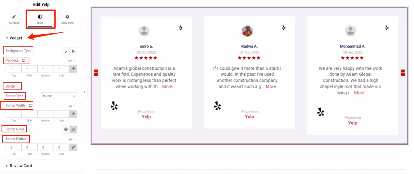 Add Yelp Reviews in Elementor