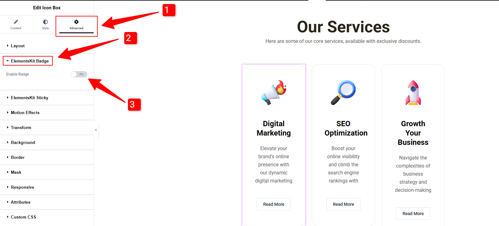 ElementsKit Global Badge Module For Elementor