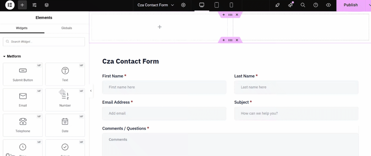 Add Custom Fields in MetForm