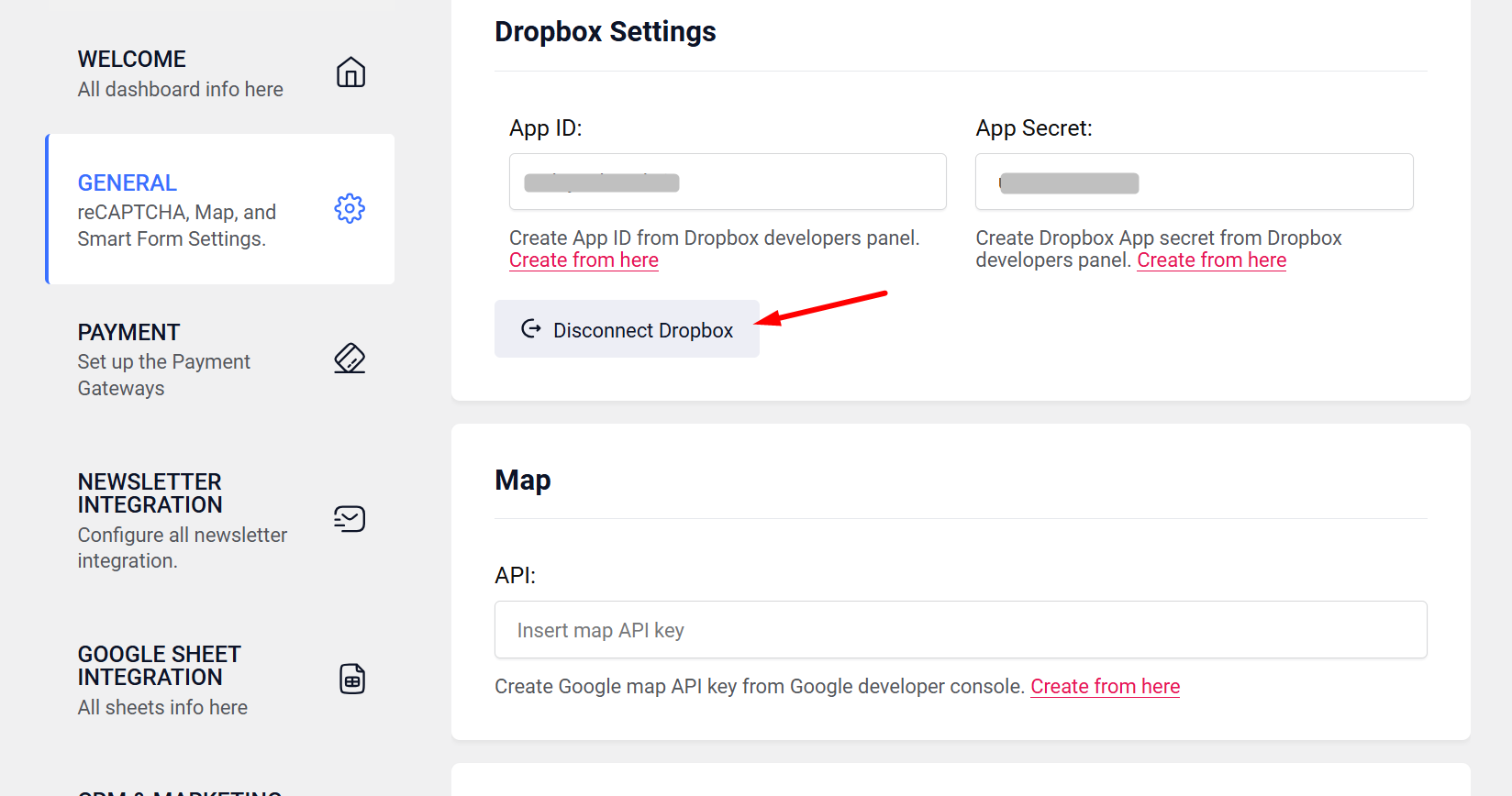 Dropbox has been successfully connected