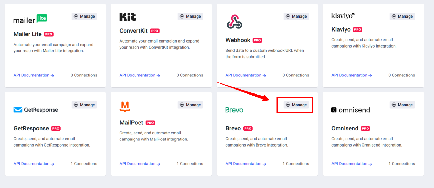PopupKit & Brevo API Settings