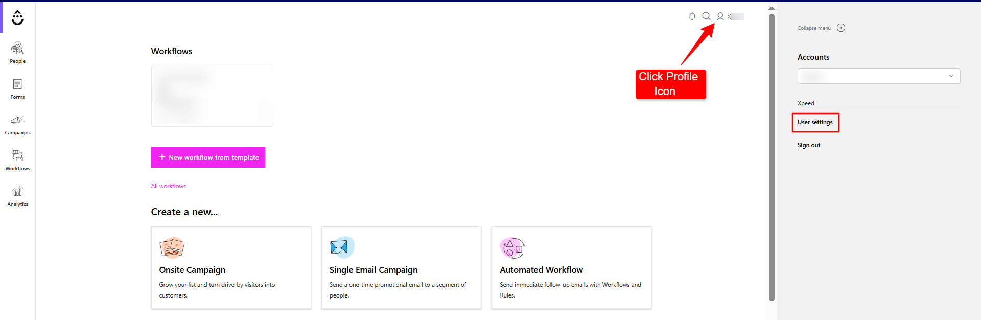 Drip Account Settings