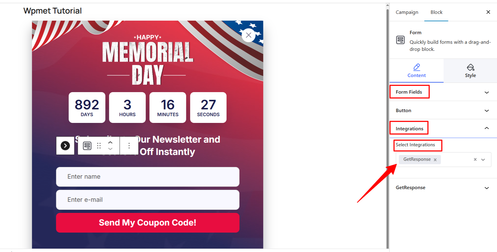Integrate GetResponse with PopupKit Popup Campaign