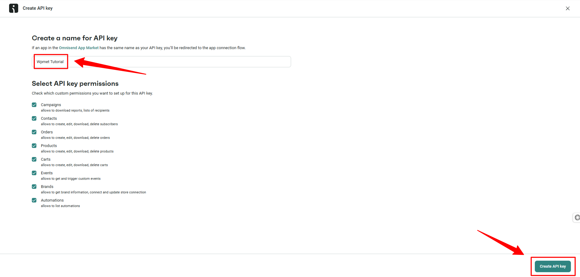 Generate Omnisend API keys