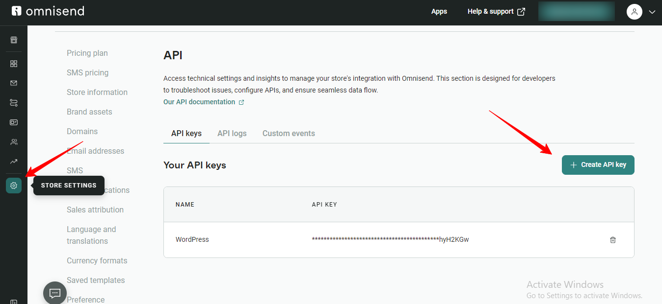 Logi in Omnisend Dashboard