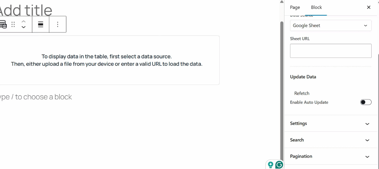 Enable Pagination settings