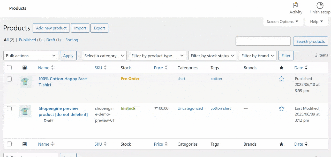 Test pre-order on live