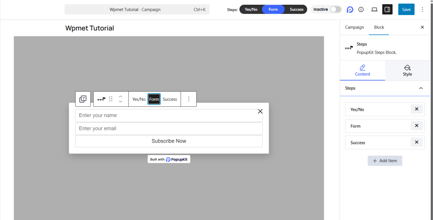 Add Multistep Popup Element