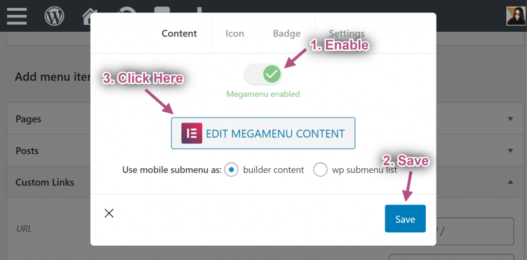 ElementsKit 메가 메뉴