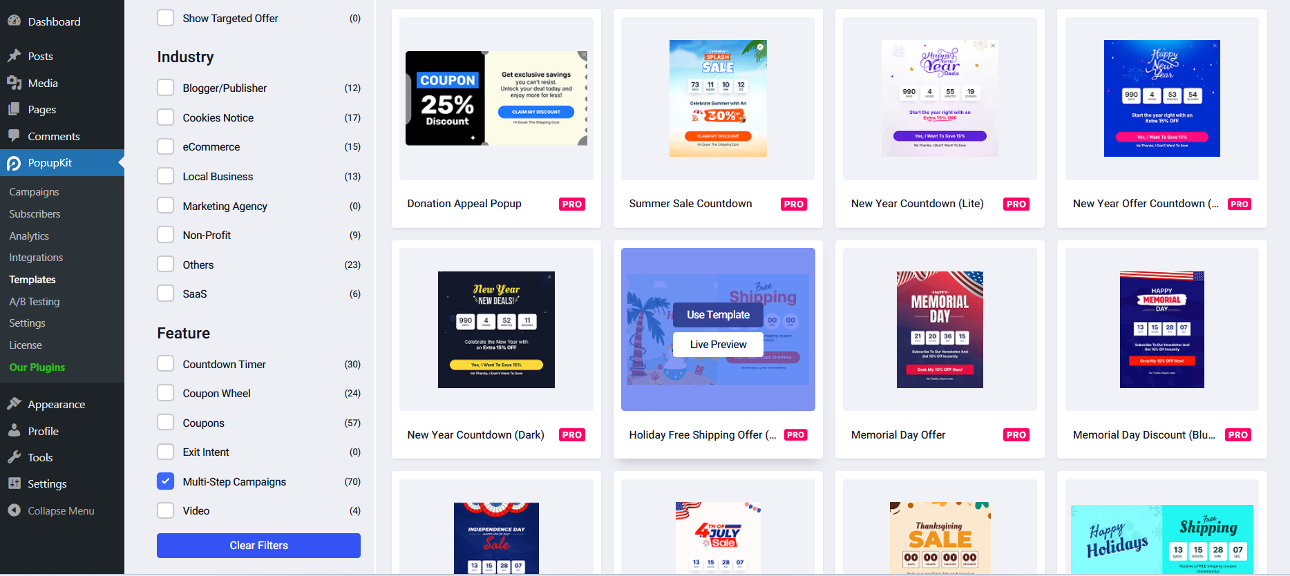 Multistep Popup Templates