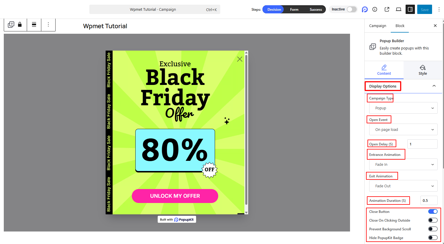Configure Multistep Popup Display Conditions