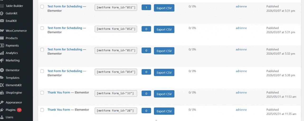 Enable form scheduling