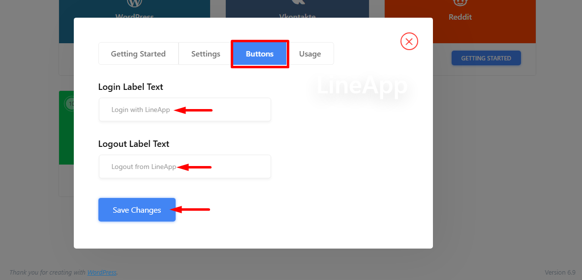 customize the button labels for the LINE login button